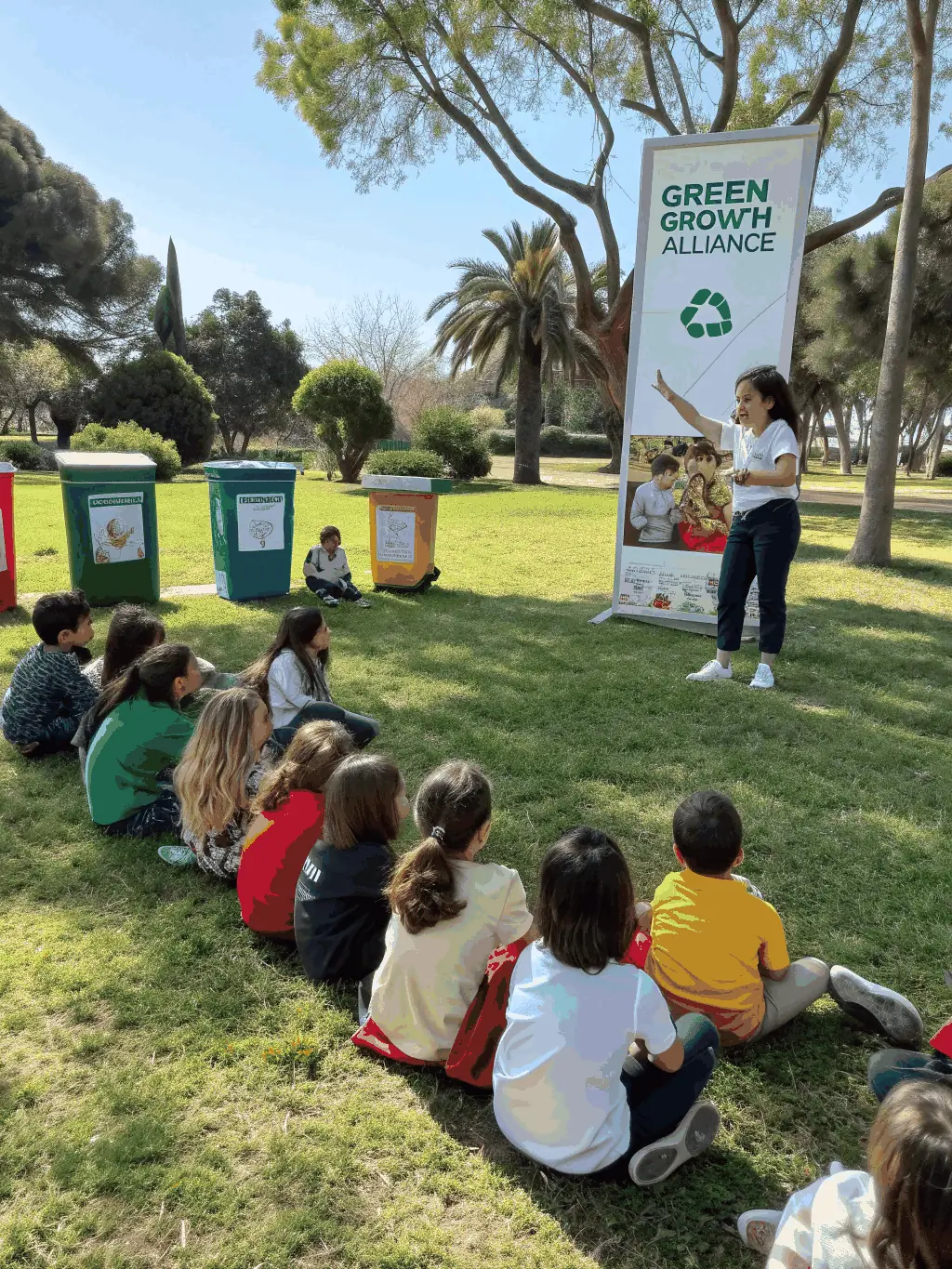 Children participating in an educational program about environmental conservation, focusing on youth engagement and awareness.