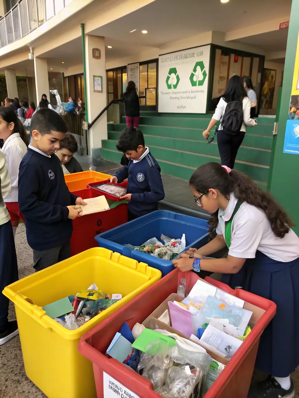 Children participating in an educational program about recycling and waste reduction.